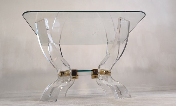 Tavolino da Caffè Lucite & Ottone – Stile Hollywood Regency DLG Charles Hollis Jones – Curvasa Muebles (photo 7 of 18)