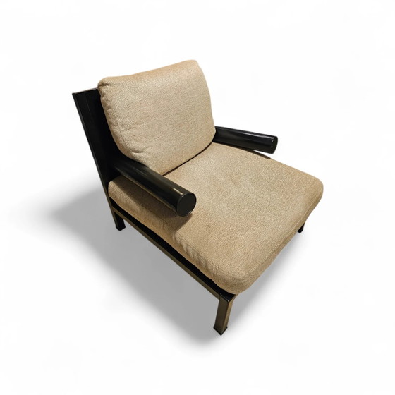 Poltrona 'Baisity' di Antonio Citterio per B&B Italia con cuscini in lino / Struttura in pelle nera – Poltrone (photo 3 of 5)