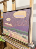 Landscape with fields, original painting, acrylic paints on canvas, including real wood frame, 71cm x 56cm