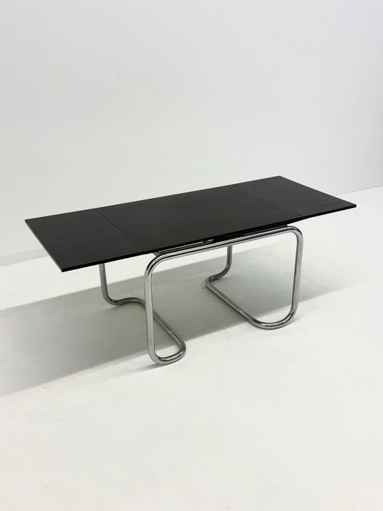 Image 1 of Acerbis dining table with black oak top by Giotto Stoppino