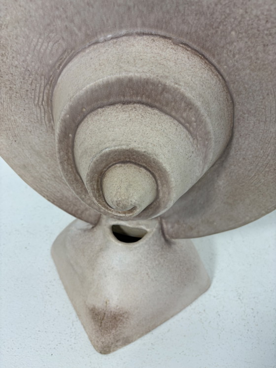 Image 1 of Large Brutalist Ceramic Sculpture with Circular Shapes Geometric Shape Woman ca. 1970