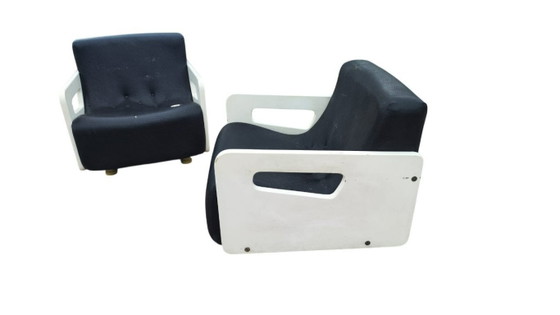 Image 1 of Vintage Space Age “Tortuga” Armchairs by Beka Italia – 1970s – Restoration Project + Luxury Velvet Fabric Included
