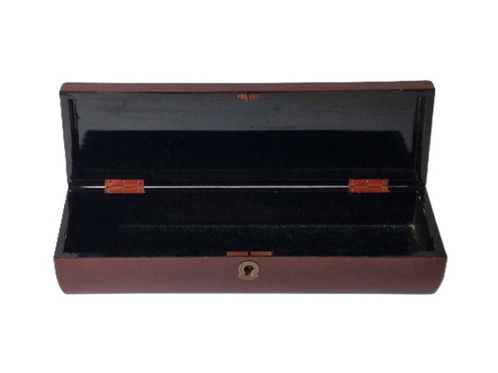 Image 1 of Antike japanische Lackdose / Pinselbox mit Vogelmotiv