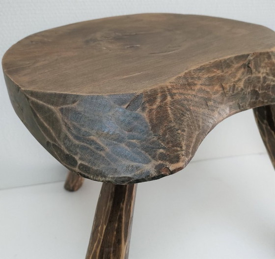 Image 1 of sgabello treppiede, stile arte popolare, legno massello