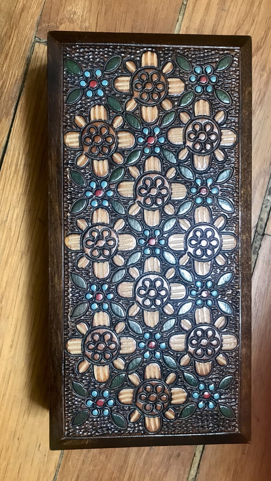 Image 1 of Carved wood box Bulgaria