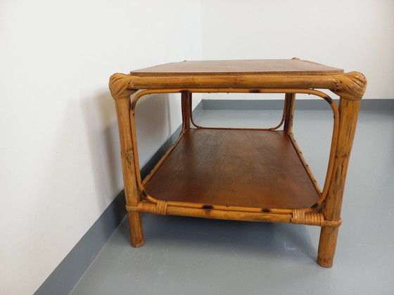 Image 1 of Table Basse Vintage en Rotin et Bois