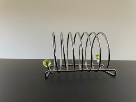 Image 1 of Porta toast cromato postmoderno vintage con dettagli al neon