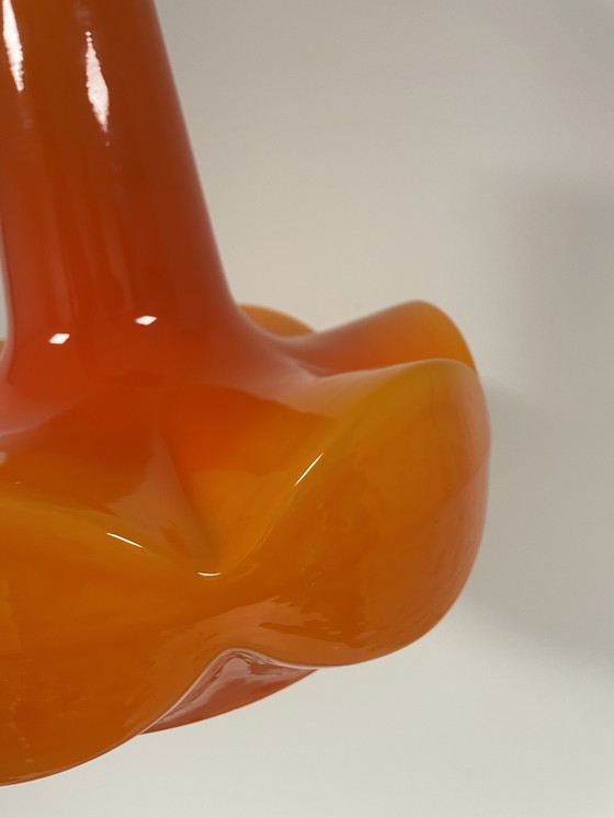 Image 1 of lampe à suspension vintage van Peill & Putzler, verre opalin oranje