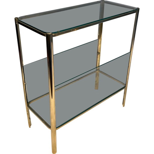 Zeitschriftenständer aus Bronze und Glas von Jacques Théophile Lepelletier für Broncz, Frankreich 1970