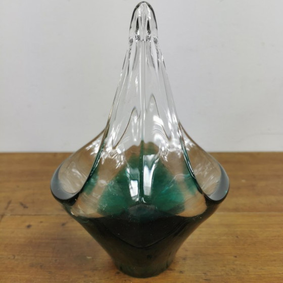 Image 1 of Vintage glazen schaaltje, Glazen mandje. Italiaans glas 016