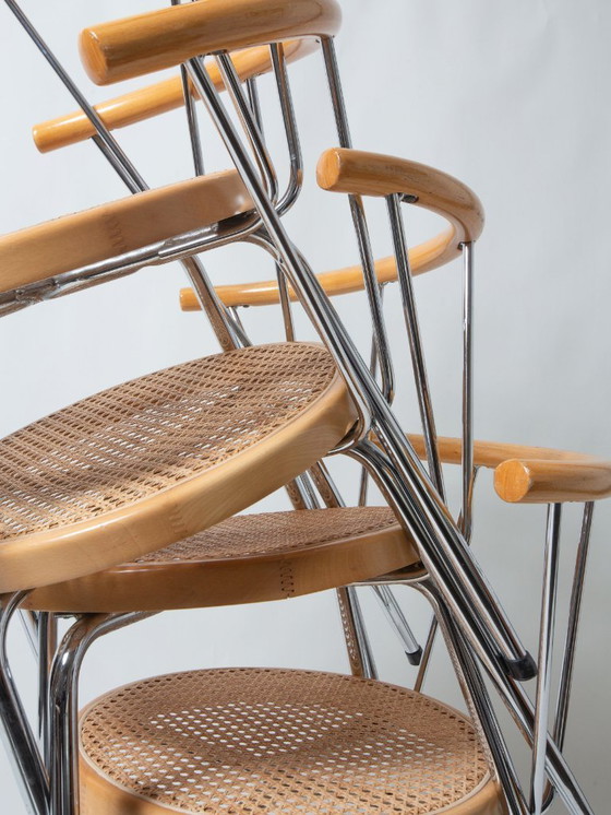 Image 1 of Stoelen met rotan zitting en chroom