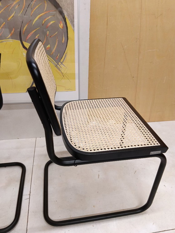 Image 1 of ALIVARMVSEVM 104. SET of 2 CESCA B32 Chairs (NEW) in Black Frame Limited Edition 
