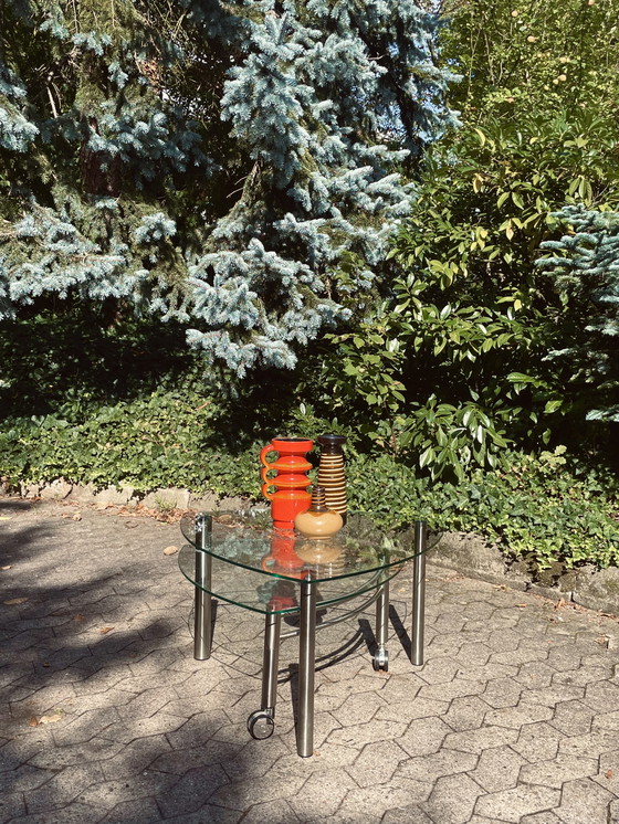 Image 1 of Tavolino girevole in vetro e cromo Space Age