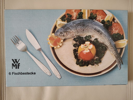 WMF vintage fish cutlery, stainless steel, unused, with original packaging