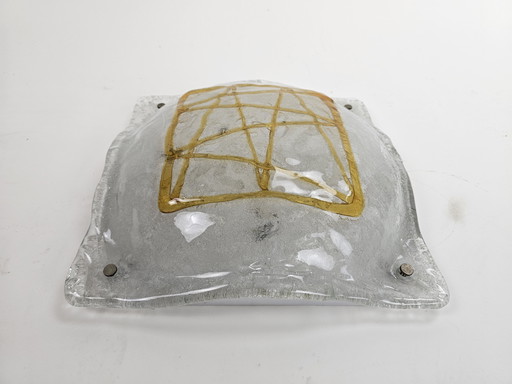 Italian ceiling lamp or wall lamp thick Murano ice glass