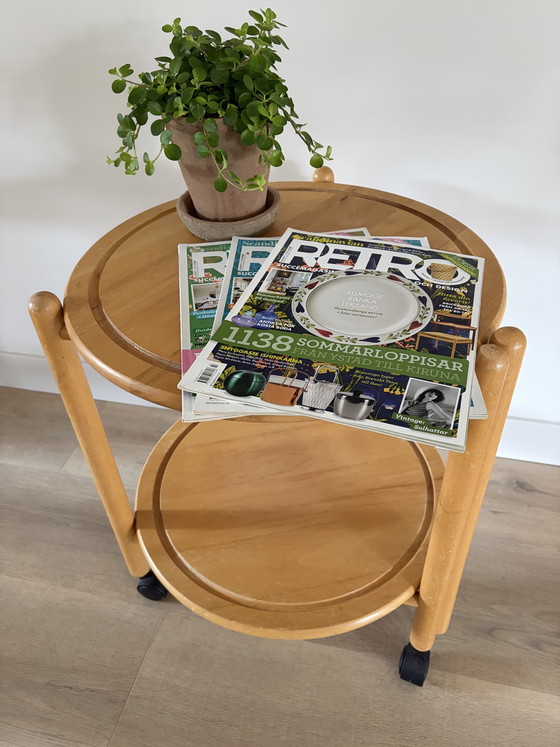 Image 1 of Inklapbare vintage Deense trolley “Lazy Susan” 