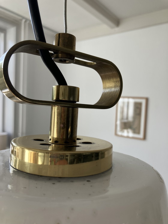 Image 1 of Lampada a sospensione in vetro di Murano con ottone Glashütte Limburg