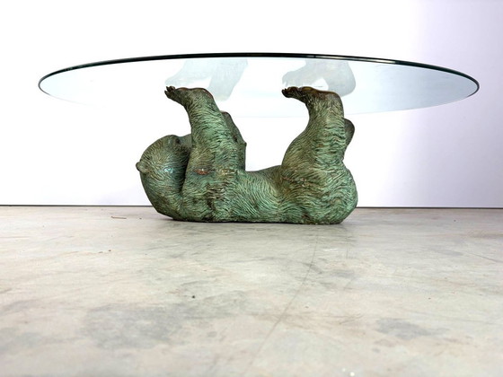 Tavolino da caffè Vintage Orso in Ottone, anni '70 – Tavolini da caffè, Glass, Brass (photo 7 of 11)
