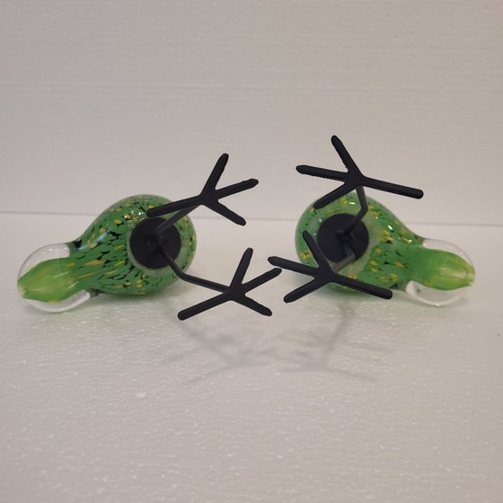 Image 1 of Paar geblazen glazen vogels, Chehoma, jaren 2000 - Frankrijk