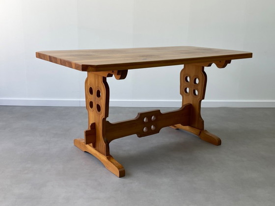 Vintage Brutalistische Eethoek – Tiroler Stijl (6 stoelen) – Eetkamerset, Wood (photo 3 of 18)