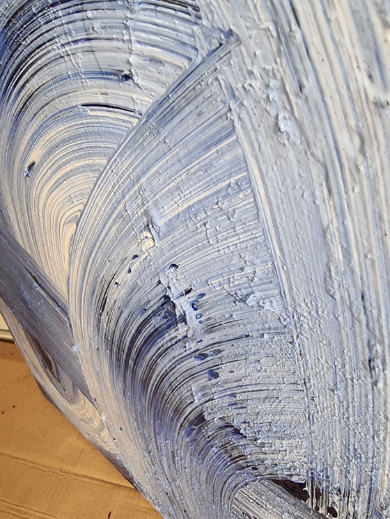 Image 1 of Contemporary abstract modern blue painting hand-painted 100x100 cm