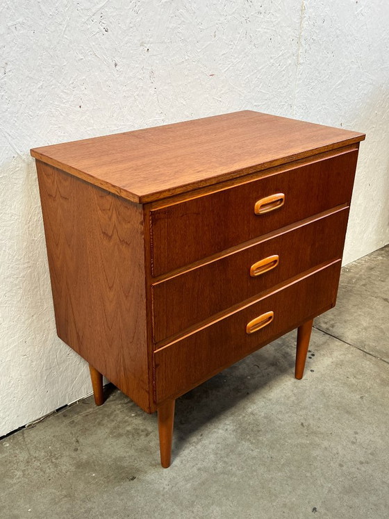 Vintage Teak Chest of Drawers, Sweden 1960s, Wood, Brown, Mid Century Modern (photo 7 of 14)
