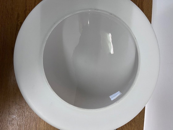 Image 1 of Mid Century Wit Mat Glas Plafonnière Gispen Stijl Ø 35 cm