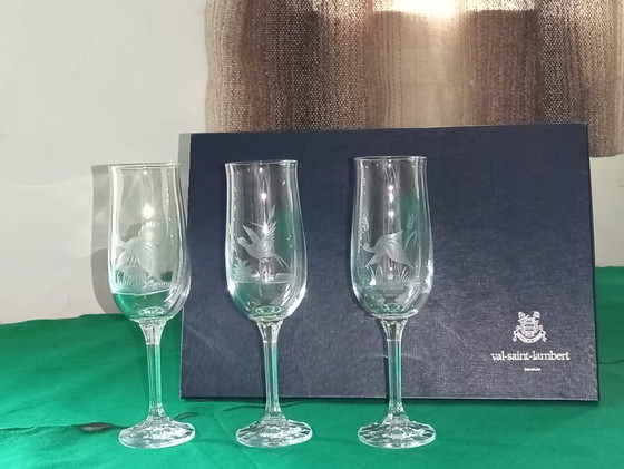 Image 1 of Val st.-Lambert : 12x Aktionsglas + 12 x Untersetzer + 2 Flaschenuntersetzer