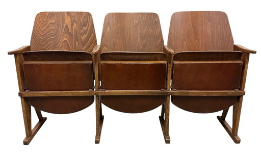 Banco de cine vintage de 3 plazas de Ton, años 60