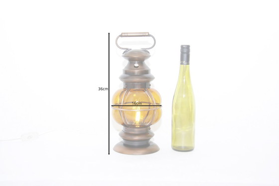 Image 1 of Table lamp metal frame glass 36cm 80s vintage