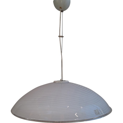 Vintage witte Murano glazen hanglamp, 1960