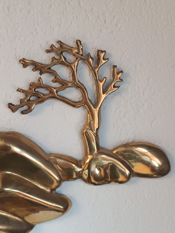 Image 1 of Vintage 80S Brass Bonsai Tree Wall Sculpture