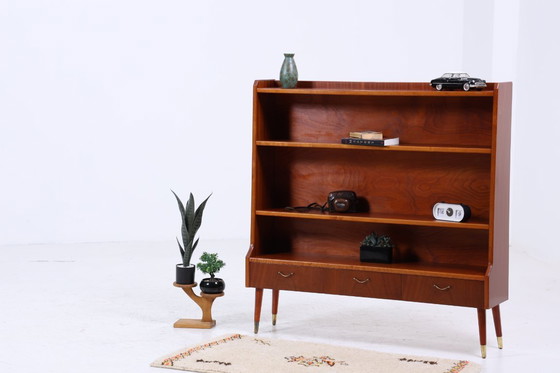 Image 1 of Scaffale vintage anni '60 | Mid Century piccola libreria a cassetti segretario retro in legno di stoccaggio #04-14