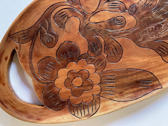 Image 1 of Vassoio da portata in legno di acacia, Guadalupa, anni '80