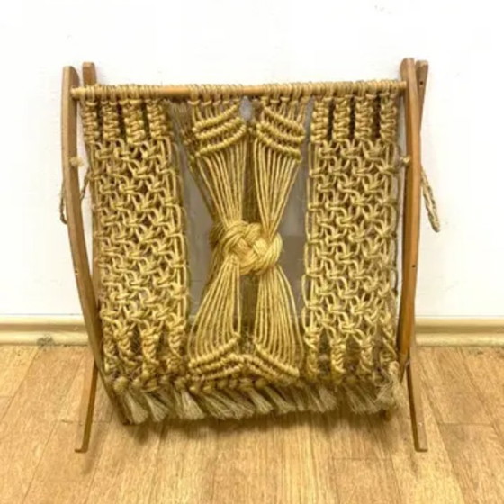 Image 1 of Mid-Century Macramé Magazine Rack by ÚLUV, 1960s, Czechoslovakia
