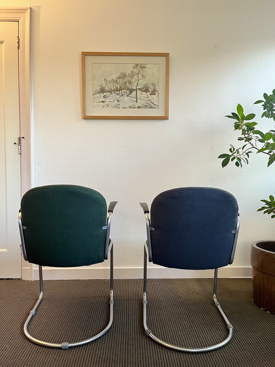 Image 1 of 2 sedie Gispen 413 - verde e blu (rivestite)