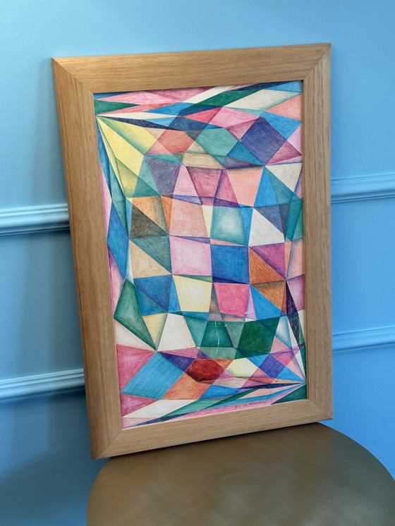 Image 1 of Joop van Bossum Dipinto astratto multicolore 30 x 50 cm