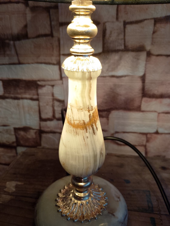 Image 1 of Prestigieuze vintage bronzen onyxlamp, volledig gerestaureerd.