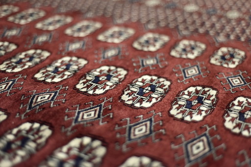 Vintage Red Hand-Woven Oriental Bokhara Rug, 1960s