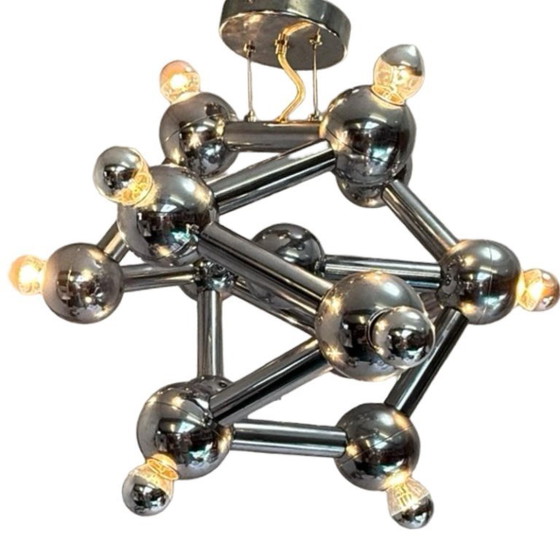 Image 1 of Paul de Haan for Jolina Lighting - Chromed pendant - Model name: Kolja’s Favorite - Dutch design - Sputnik or atom shaped design