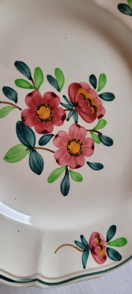 Image 1 of 12 Dessert Plates with "AMAZONAS" decoration in off-white earthenware from the Sarreguemines potteries