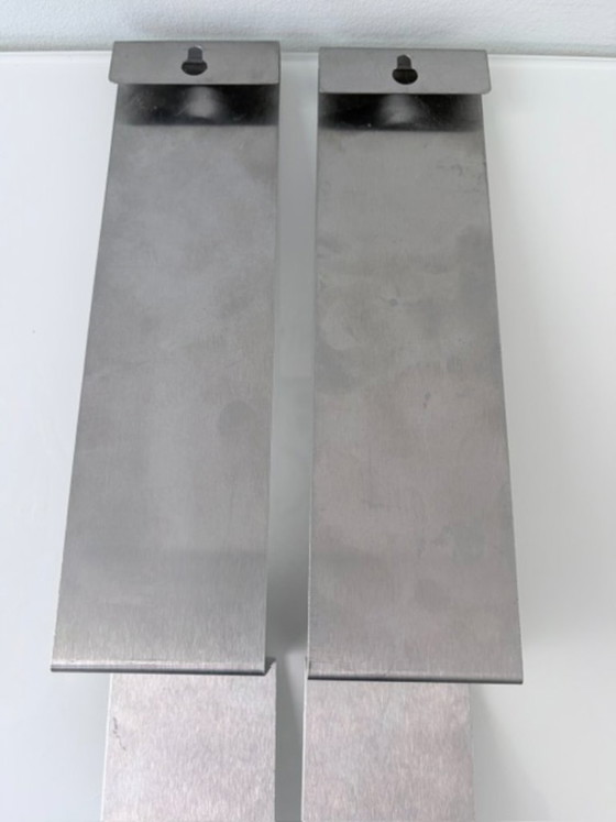 Set van 2 RVS design wandkandelaars 45 cm, Wanddecoratie, Roestvrij staal, Zilver (foto 12 van 15)