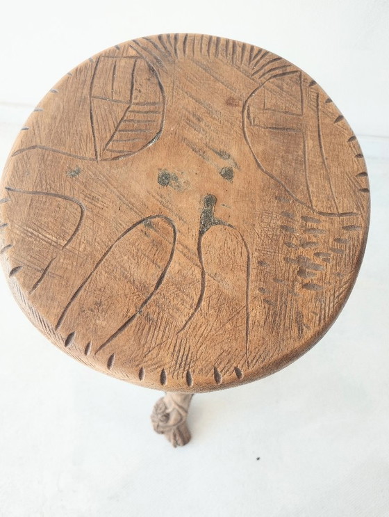 Image 1 of Satz von drei brutalistischen Barhockern, um 1970