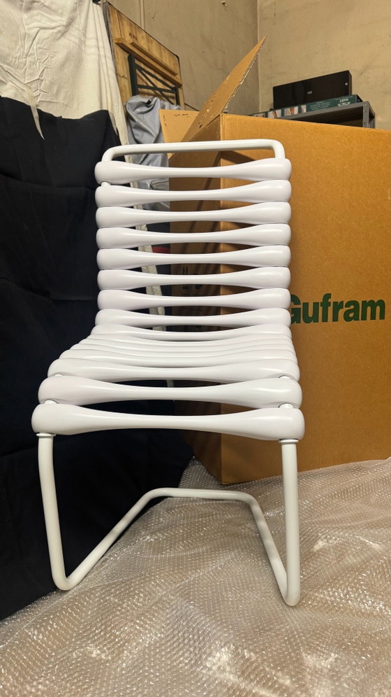 Complete set 4 Bounce Gufram White G15101 stoelen, Eetkamerstoelen, Kunststof, Wit (foto 8 van 15)