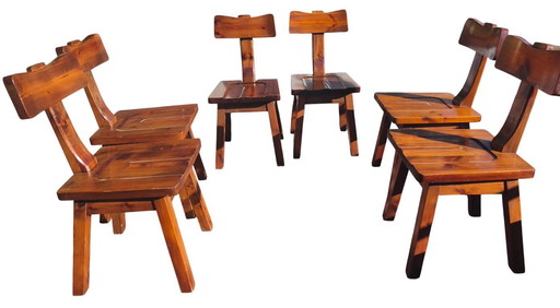 Set van 6 brutalistische stoelen uit Italië, jaren 70.