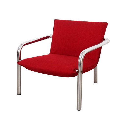Fauteuil rouge, design italien, années 1970, fabriqué en Italie