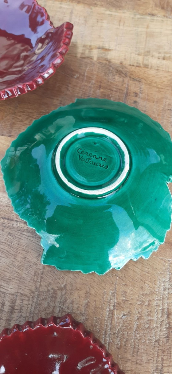 Vallauris Cerenne Tray. Leaf-shaped, 5 pieces, Bowls, Ceramic, Green (photo 10 of 15)