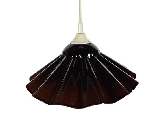 Vrieland Design - Enamel - Metal - Scalloped Edge - Red/Brown - 70s – Pendant lamps, Plastic (photo 4 of 9)