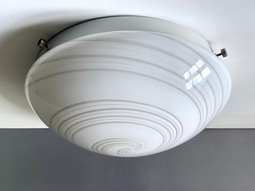 Murano art glass Swirled three-light large wall/ceiling lamp. Italy, 1980s.