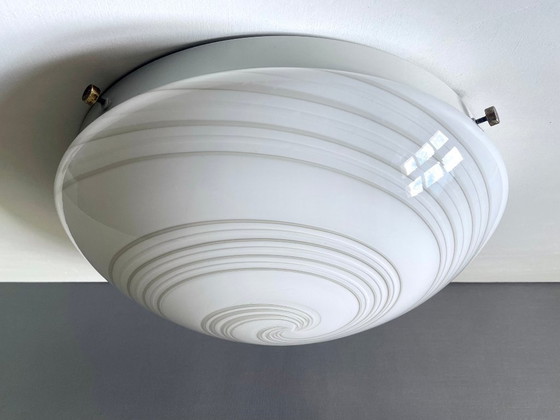 Image 1 of Murano art glass Swirled three-light large wall/ceiling lamp. Italy, 1980s.